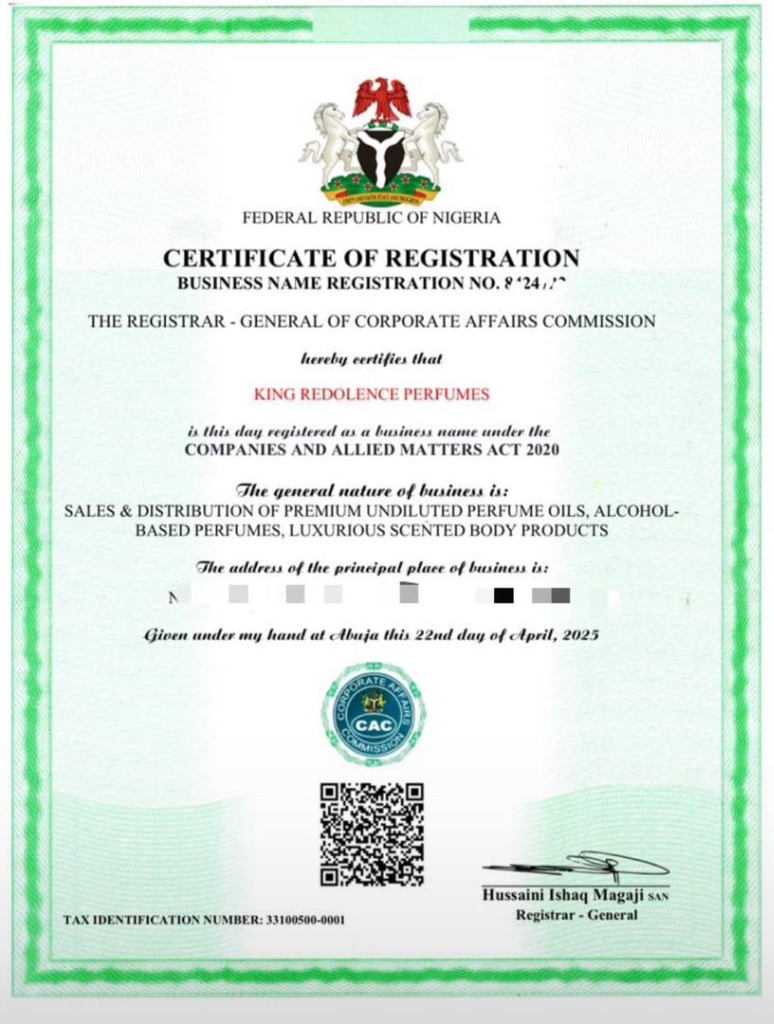 King Redolence — CAC Registered Business